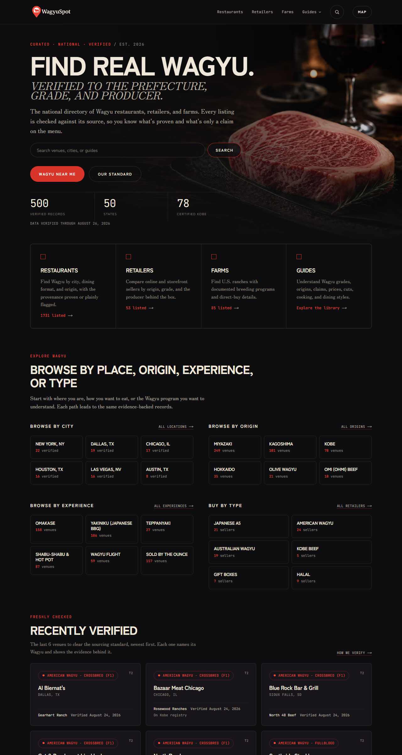 WagyuSpot full homepage screenshot